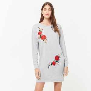 BRAND NEW Floral Applique Gray Mini Dress